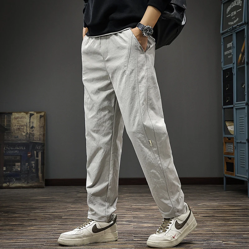 秋季新款拼接直筒休闲裤男潮牌280g重磅美式百搭宽松大码阔腿长裤