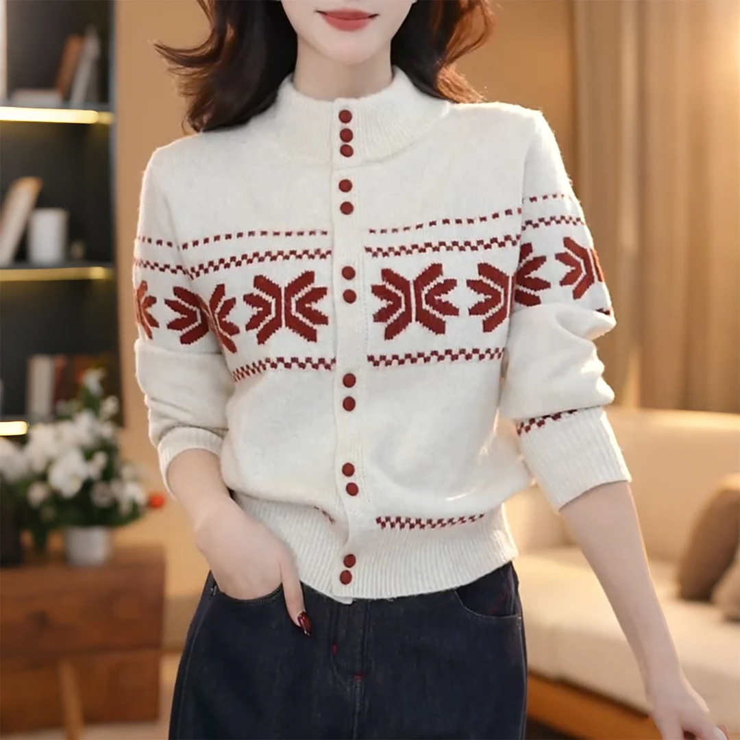 今年流行雪花毛衣针织开衫女秋冬季新款高级时尚好看漂亮短款上衣