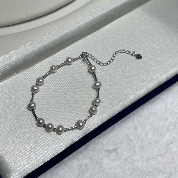 小霞珠宝-淡水无核珍珠手链经典星光手链s925银