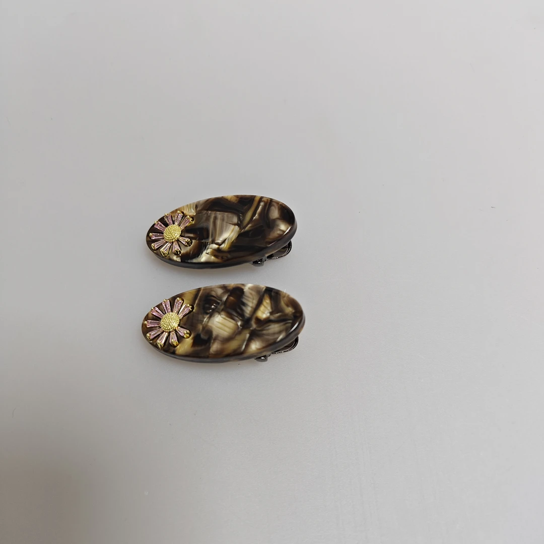 【YINYAO】原单设计女日韩边夹复古时尚百搭太阳花对夹4114