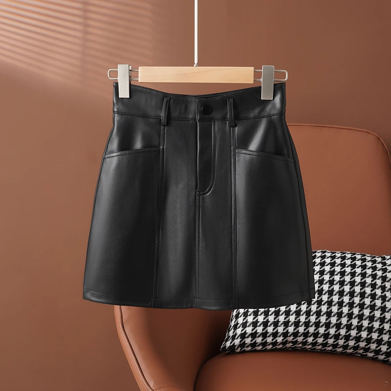 【彤彤】真皮皮裙女2025年新款海宁绵羊皮时尚包臀裙一步裙百搭裙子