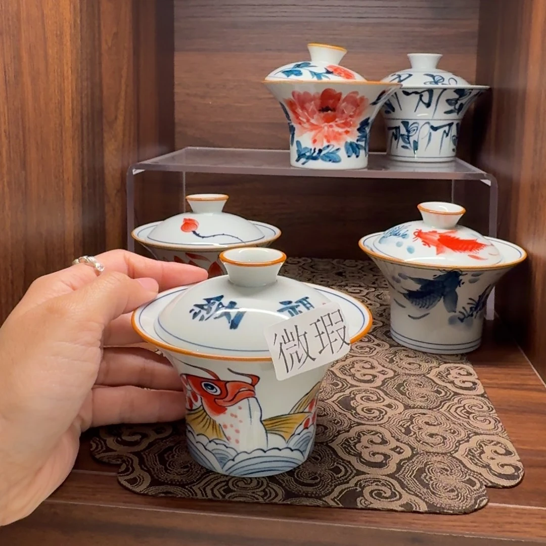 釉下彩纯手绘微瑕