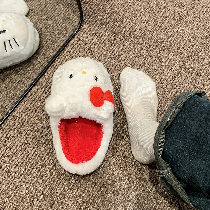 hellokitty拖鞋女学生宿舍可爱厚底棉拖鞋女士秋冬季室内家居保暖