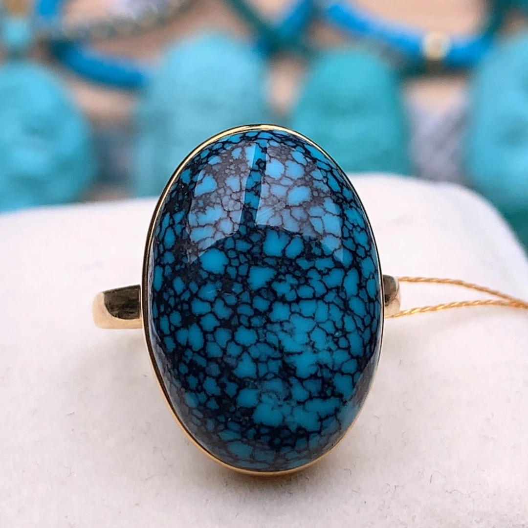 绿松石18K金镶嵌珠宝奇石