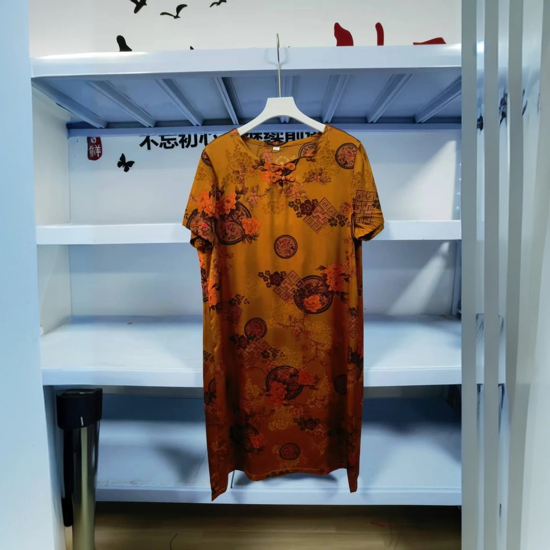 9664-夏季新款气质时尚女装旗袍改良版连衣裙显瘦休闲妈妈装（F仓）