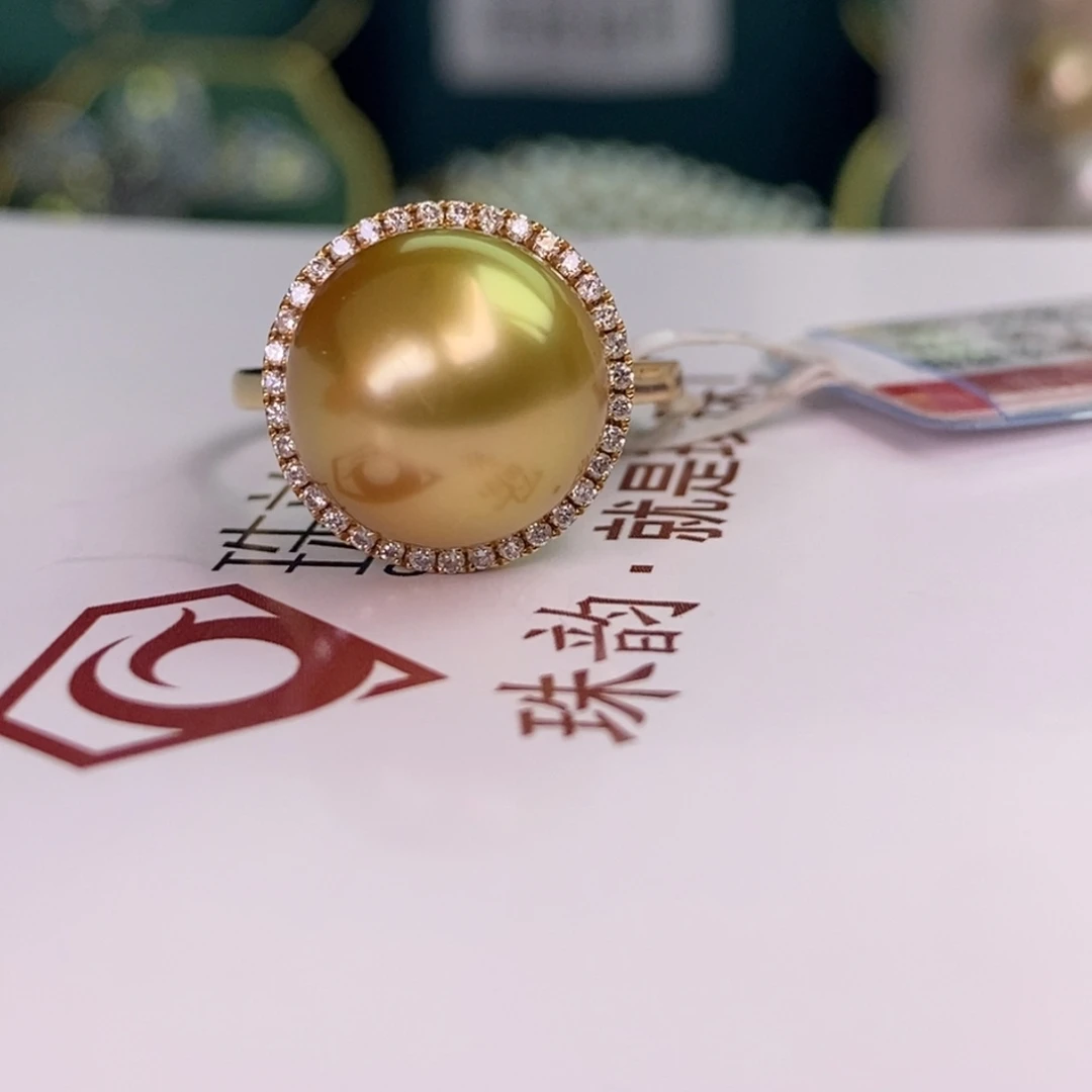 18K金镶嵌戒指海水珍珠