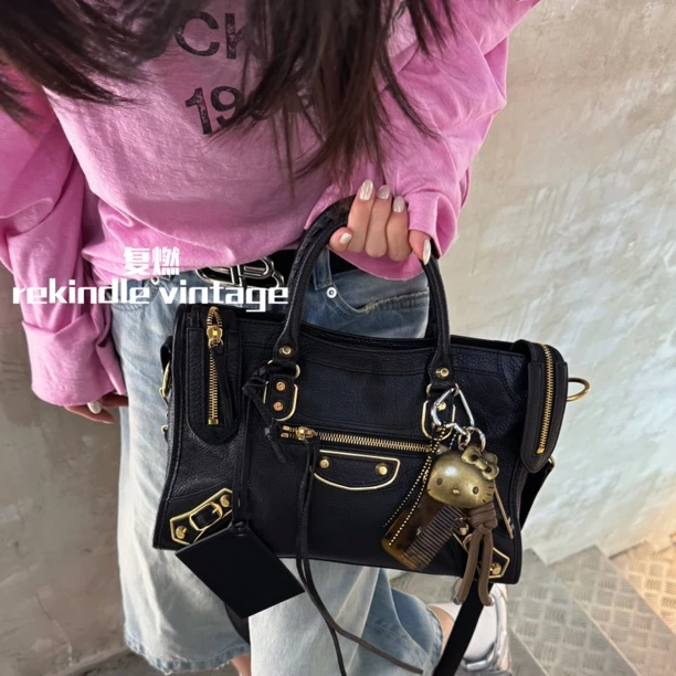 95新 Balenciaga/巴黎世家 复燃精选/黑金新小号city机车斜挎包