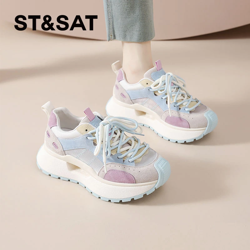 星期六厚底老爹鞋女2025夏季新款透气阿甘鞋显脚小休闲运动鞋女鞋