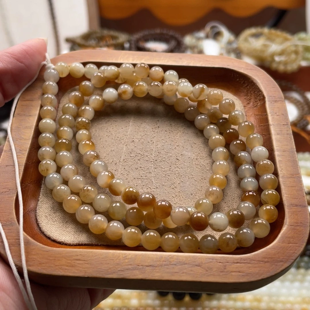 和田玉未镶嵌毛衣链珠串6mm