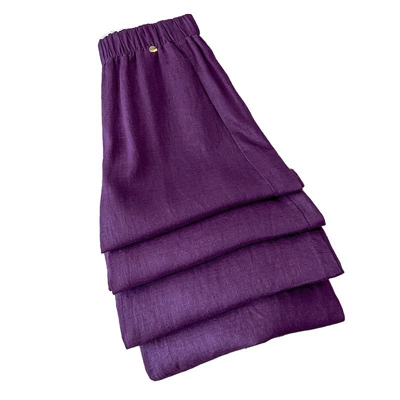 棉麻天丝直筒裤女夏季2025新款冰丝裤垂坠感亚麻拖地阔腿裤子