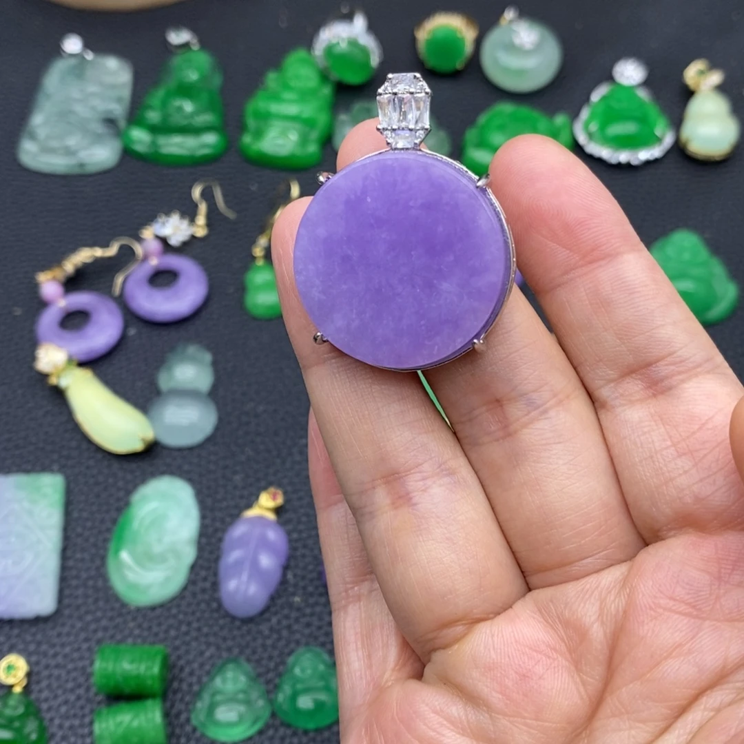 安***雅紫罗兰色圆牌吊坠