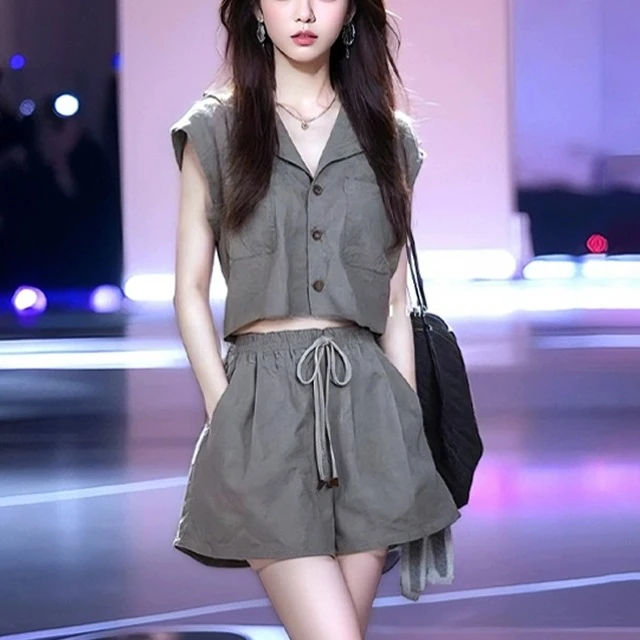 夏装搭配一整套大码胖mm显瘦上衣短裤时尚今年流行爆款两件套装女