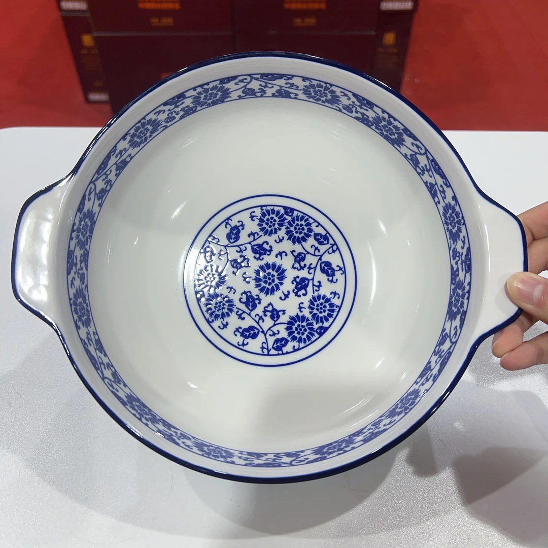 青花10.25英寸双耳面碗1个装