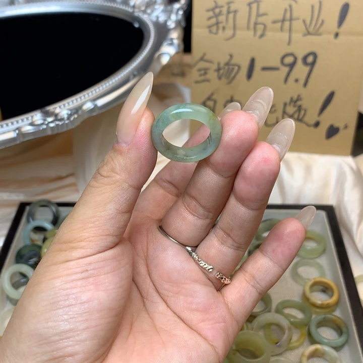 ****a合金蛇纹石玉戒指