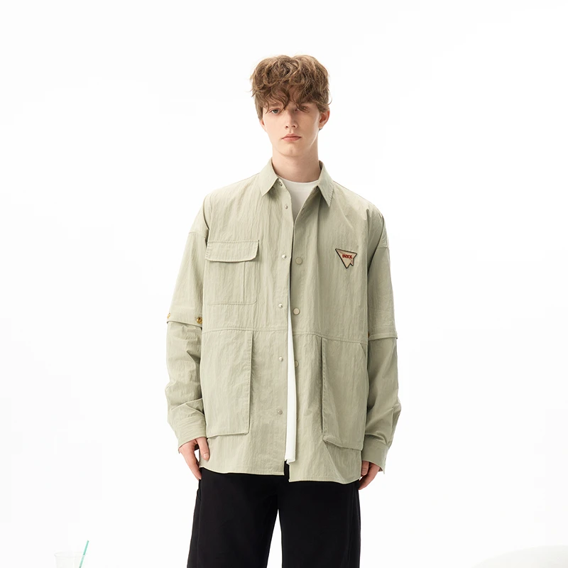 【INXX】潮牌做旧工装感衬衫可拆卸长袖上衣男女同款XRF1140736