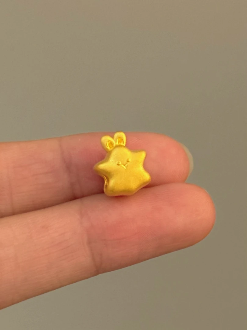 贝贝黄金 足金999 星星兔 素金 转运珠 101