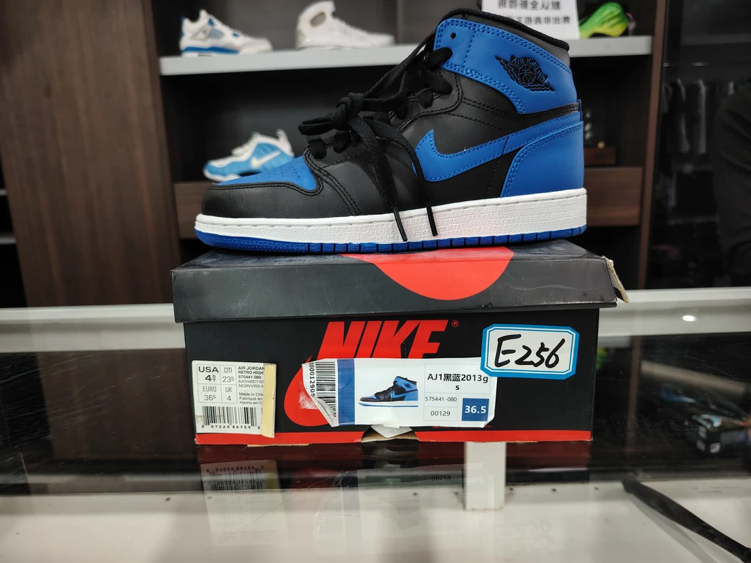 nike AJ1黑蓝2013GS 全新原盒 36.5码 e256号