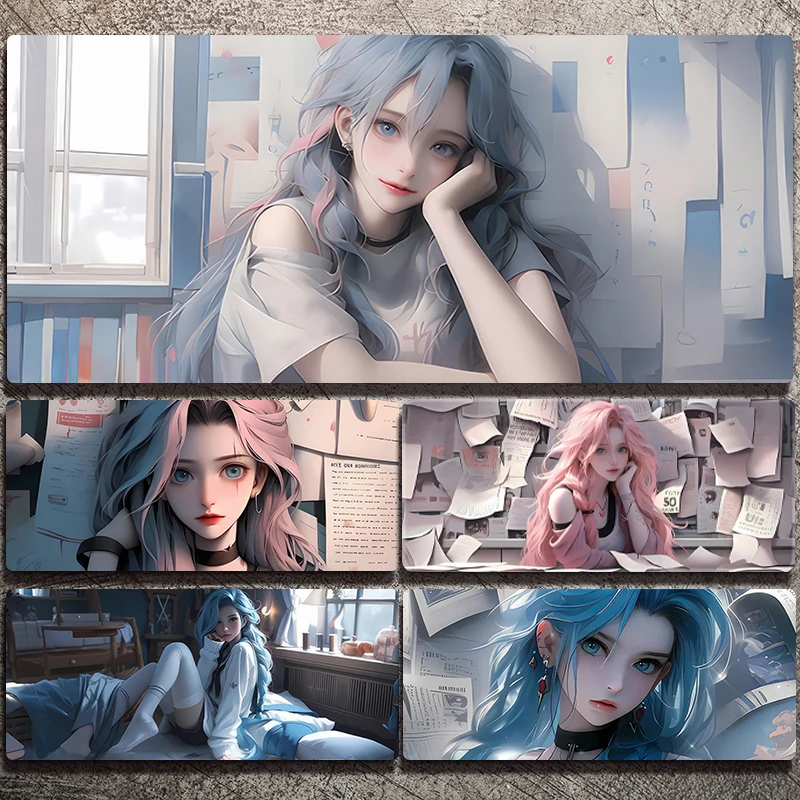 英雄联盟金克斯鼠标垫超大办公电脑桌垫学生游戏垫电竞鼠标键盘垫