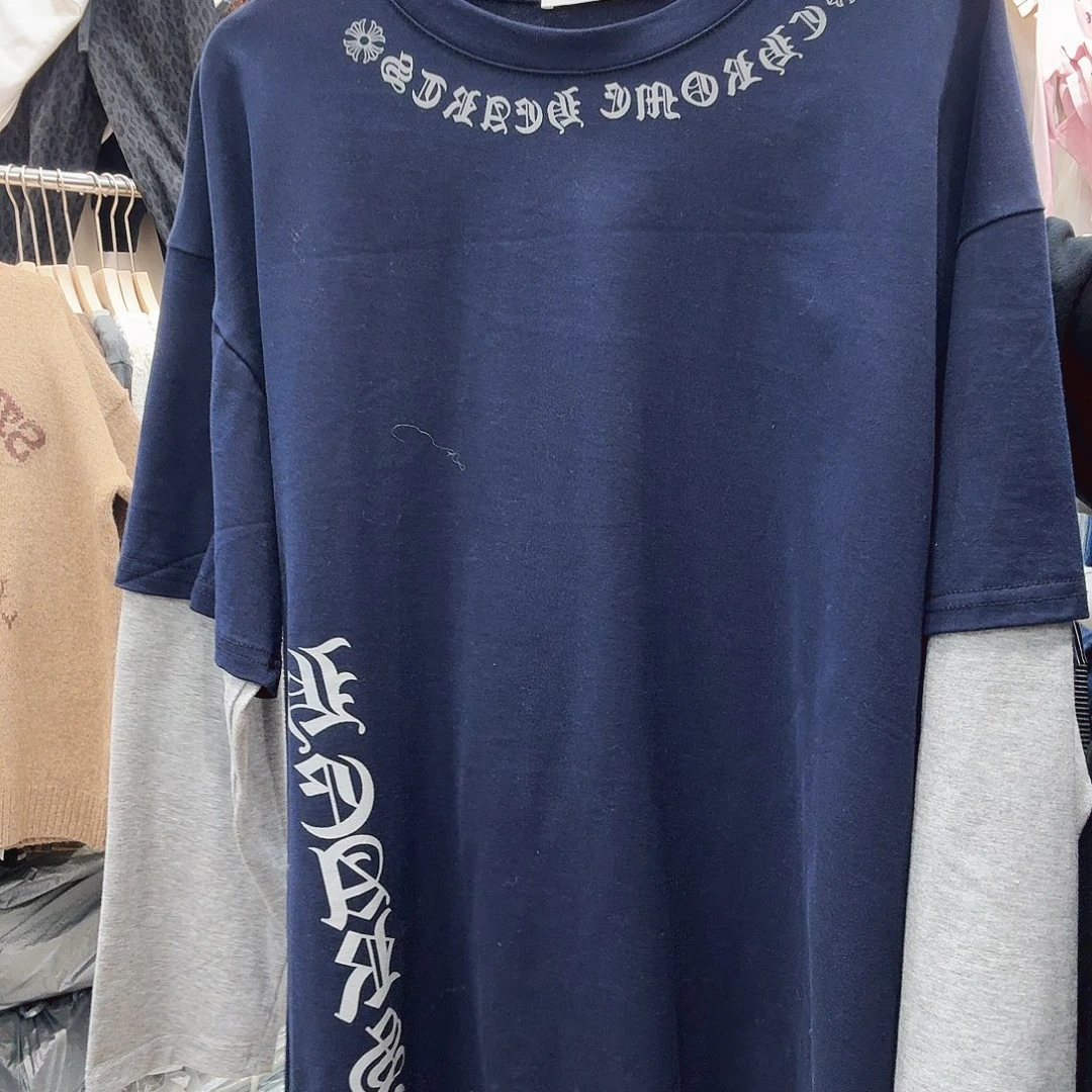 藏蓝色打底字母衫87779