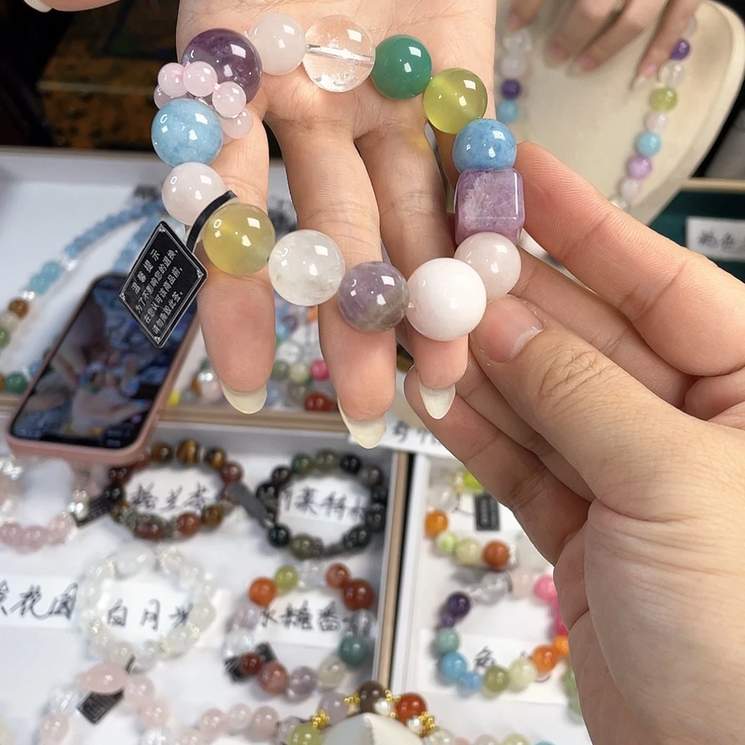 水晶手链银S925镀金镶嵌