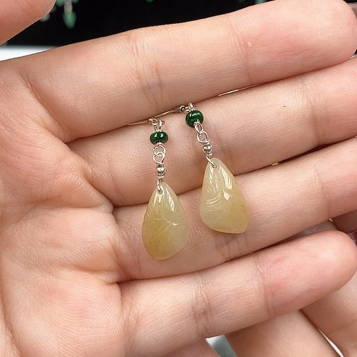翡翠银S925镶嵌耳饰