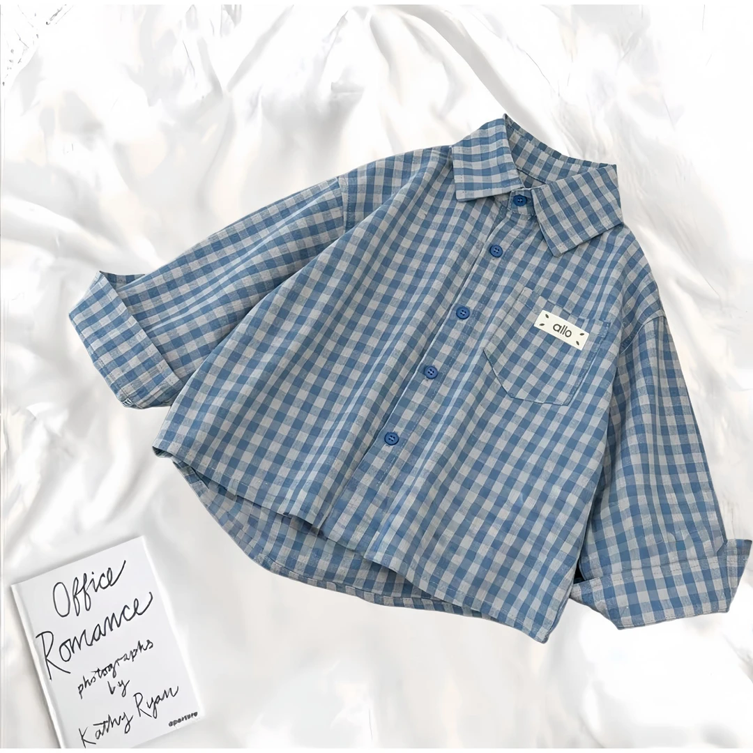 纯棉新款衬衣春秋儿童翻领长袖衬衣百搭韩版休闲宽松