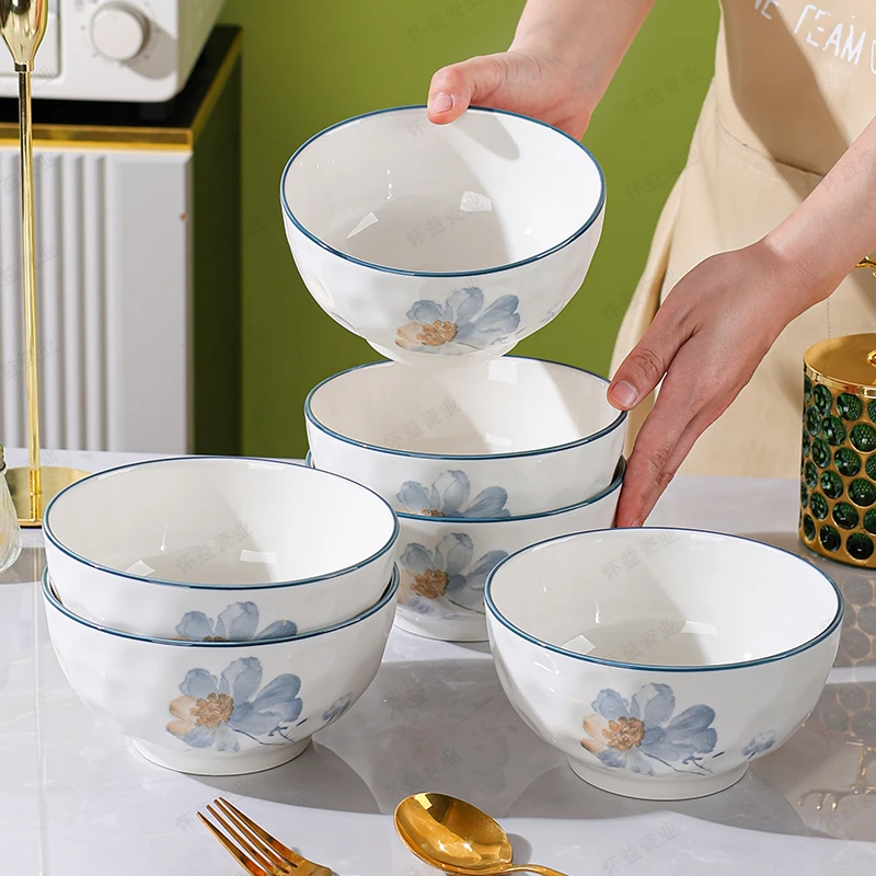 2025新款碗盘凝香5英寸8只装米饭碗吃饭碗釉下彩家用餐具易清洗