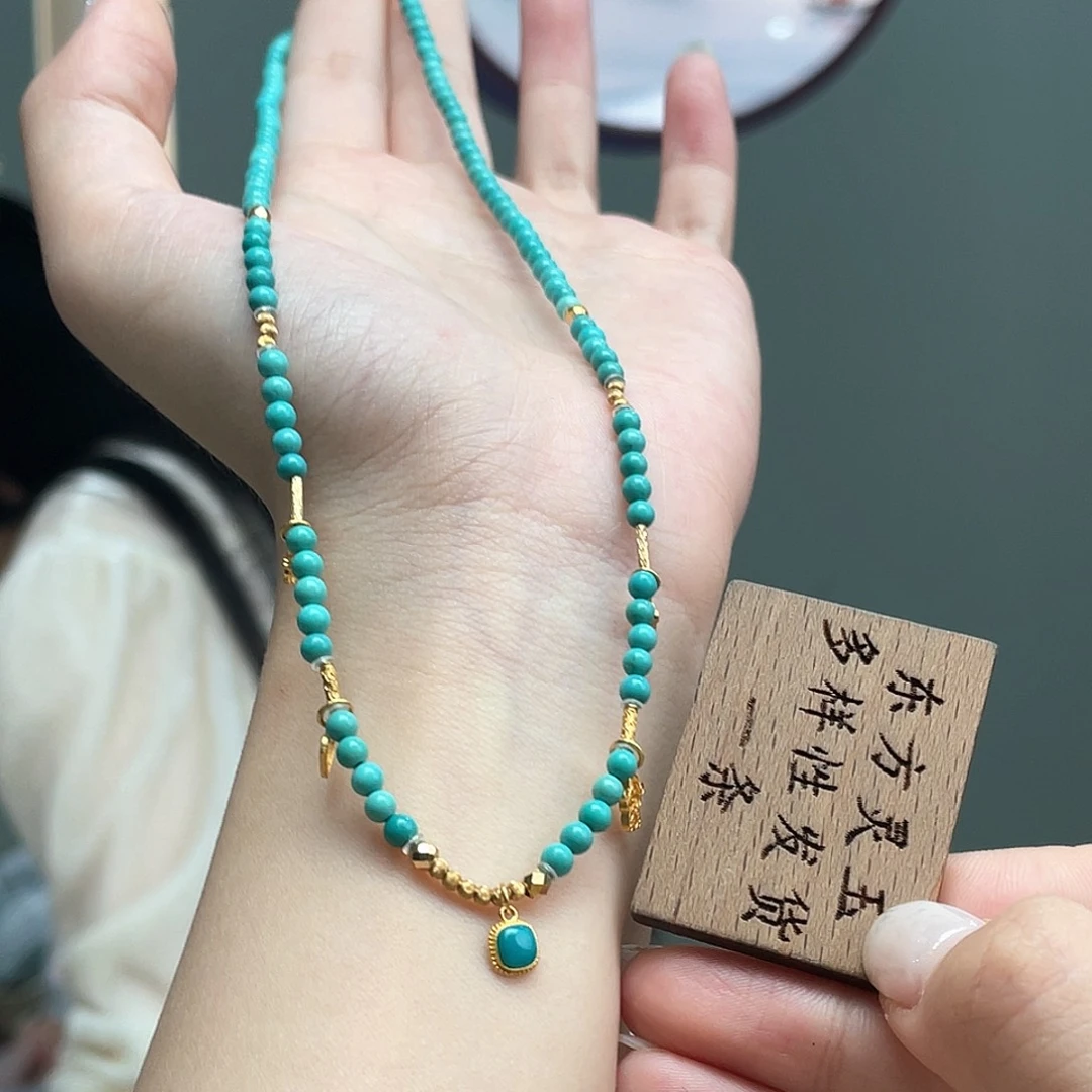绿松石18K金镶嵌颈饰