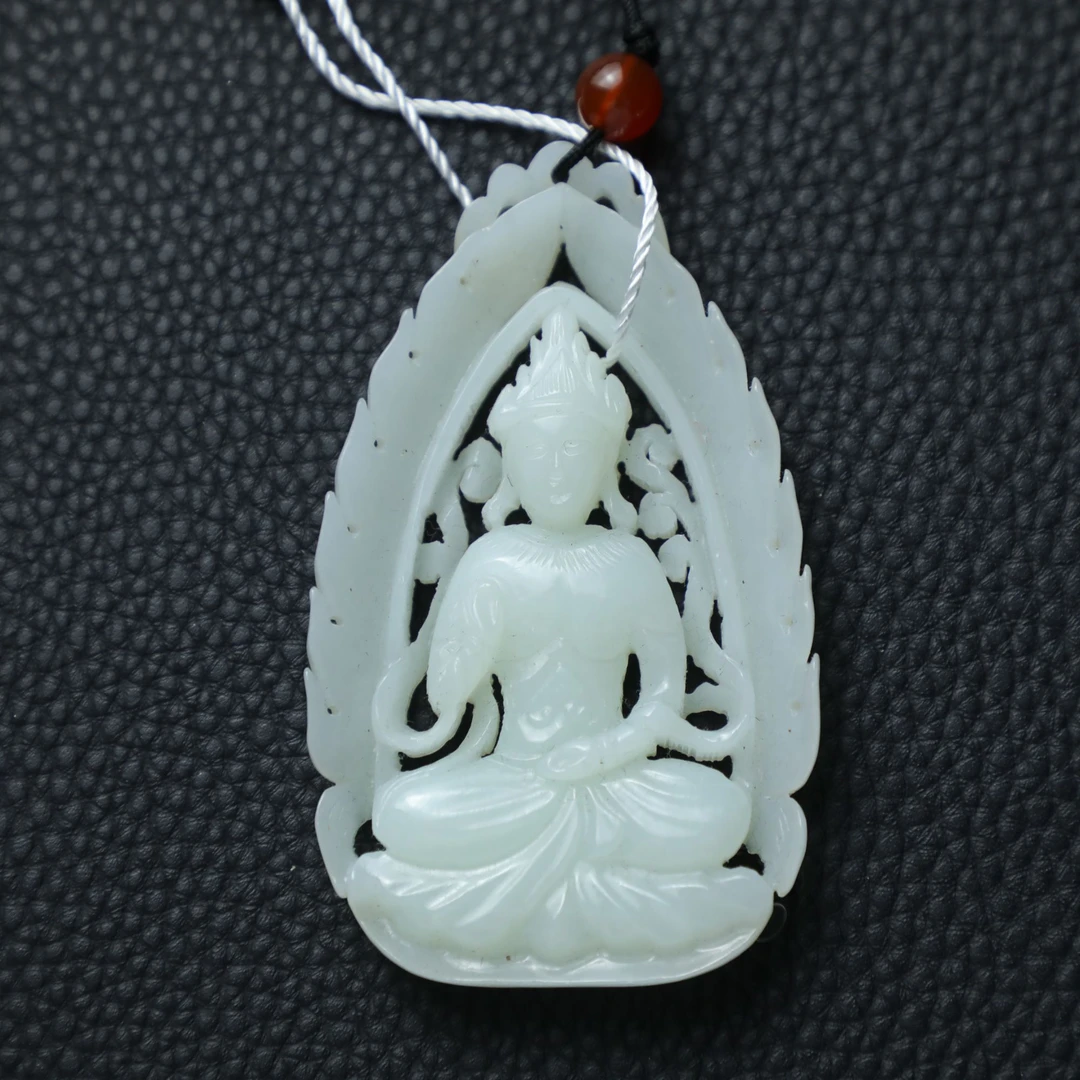 TCWWA07221清晚和田白玉观音吊牌