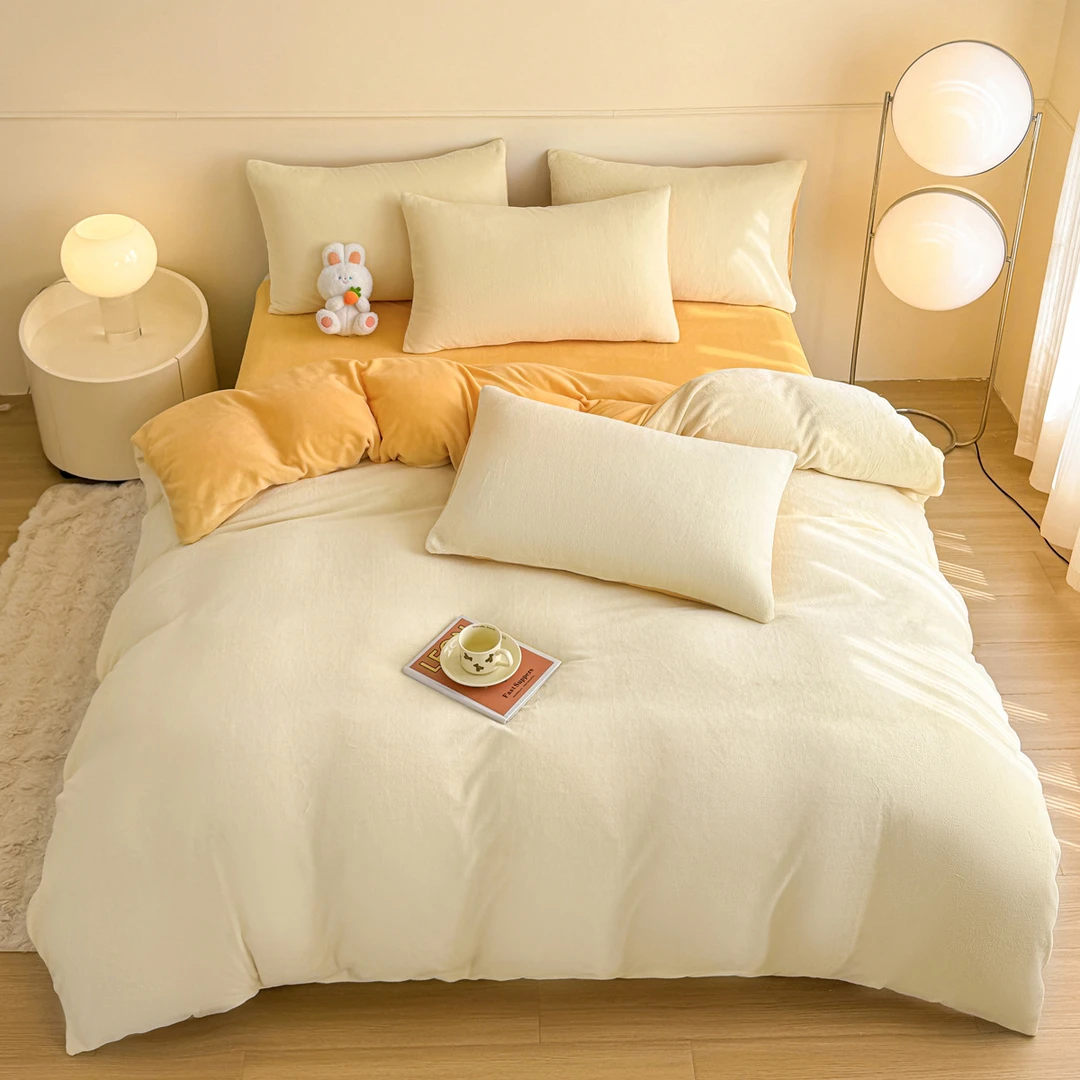 加厚四件套牛奶绒双面绒被套床牛奶绒三件套学生宿舍床上用品