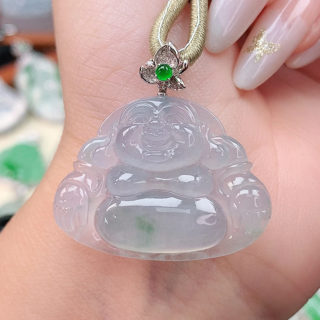 颈饰18K金镶嵌翡翠佛公