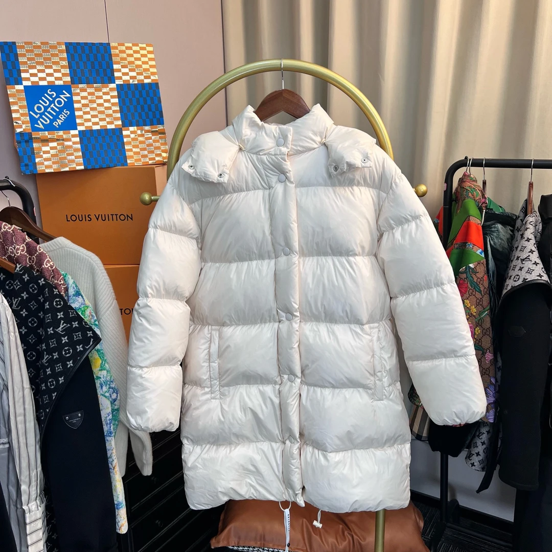 99新 MIU MIU/缪缪 拼色长款背后大logo羽绒服 36码