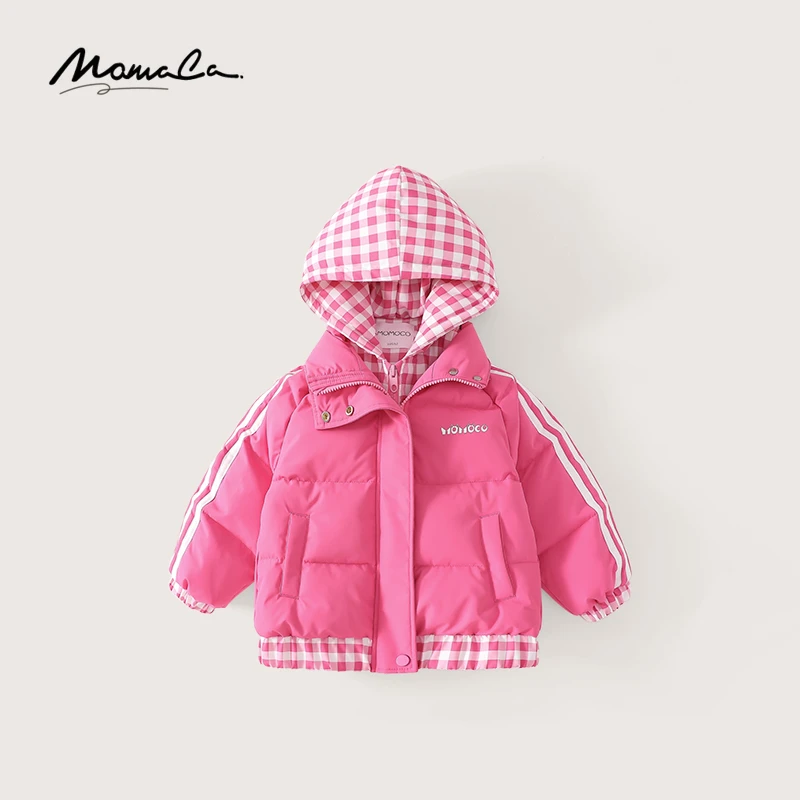 MOMOCO冬季新款女童格子帽洋气棉服保暖外套75830101153
