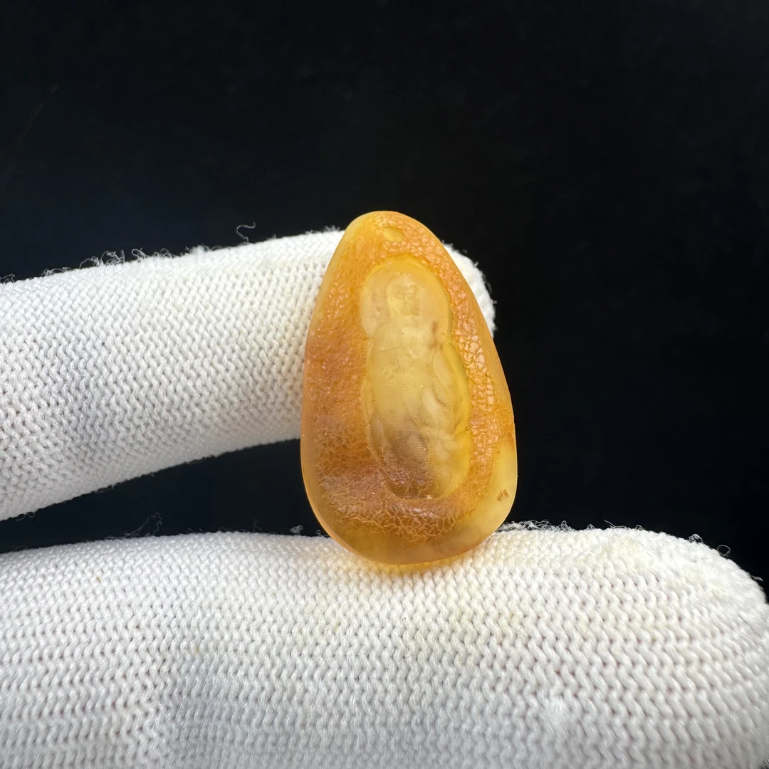 D3326【瑕疵】天然原矿蜜蜡 雕刻牌17*29*5mm支持复检假一罚十