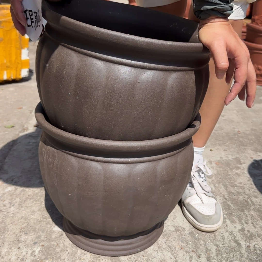 紫砂花盆口35高30宜兴紫砂瑕疵粗糙