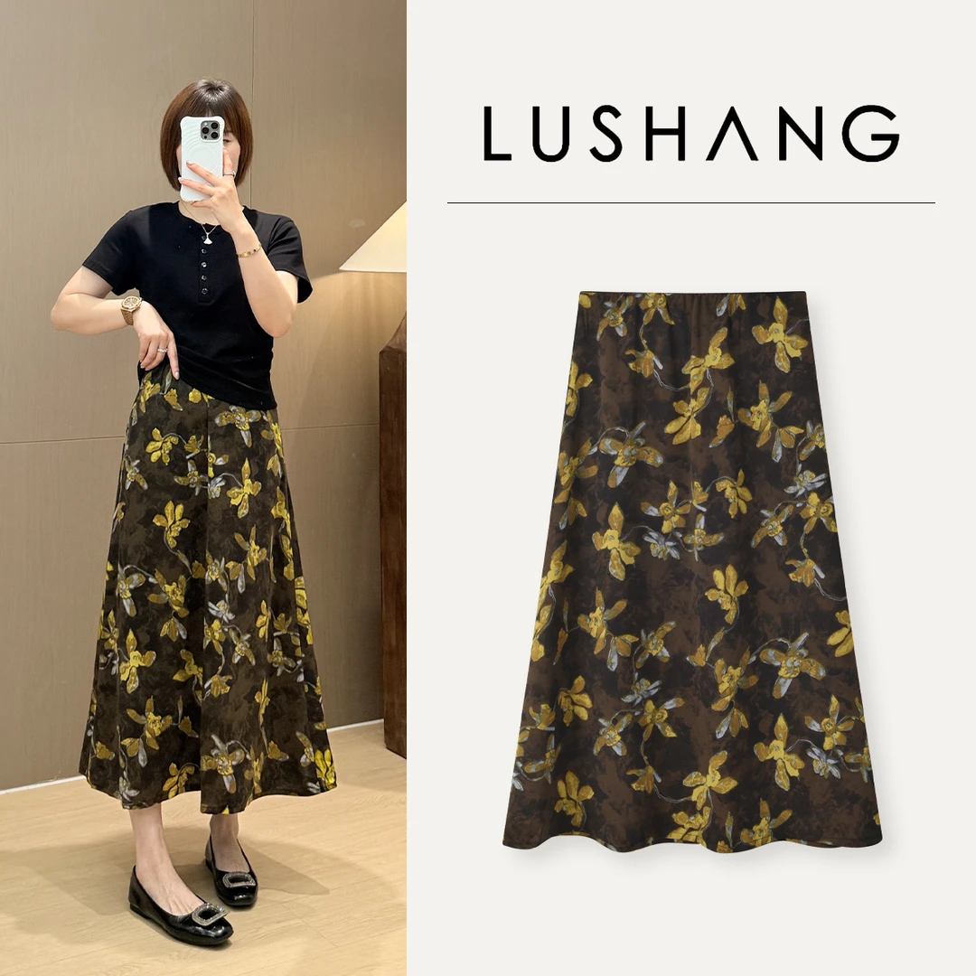 【鎏金印花】上身收腰遮胯，丝滑莹润面料！露赏2025新款显瘦半身裙