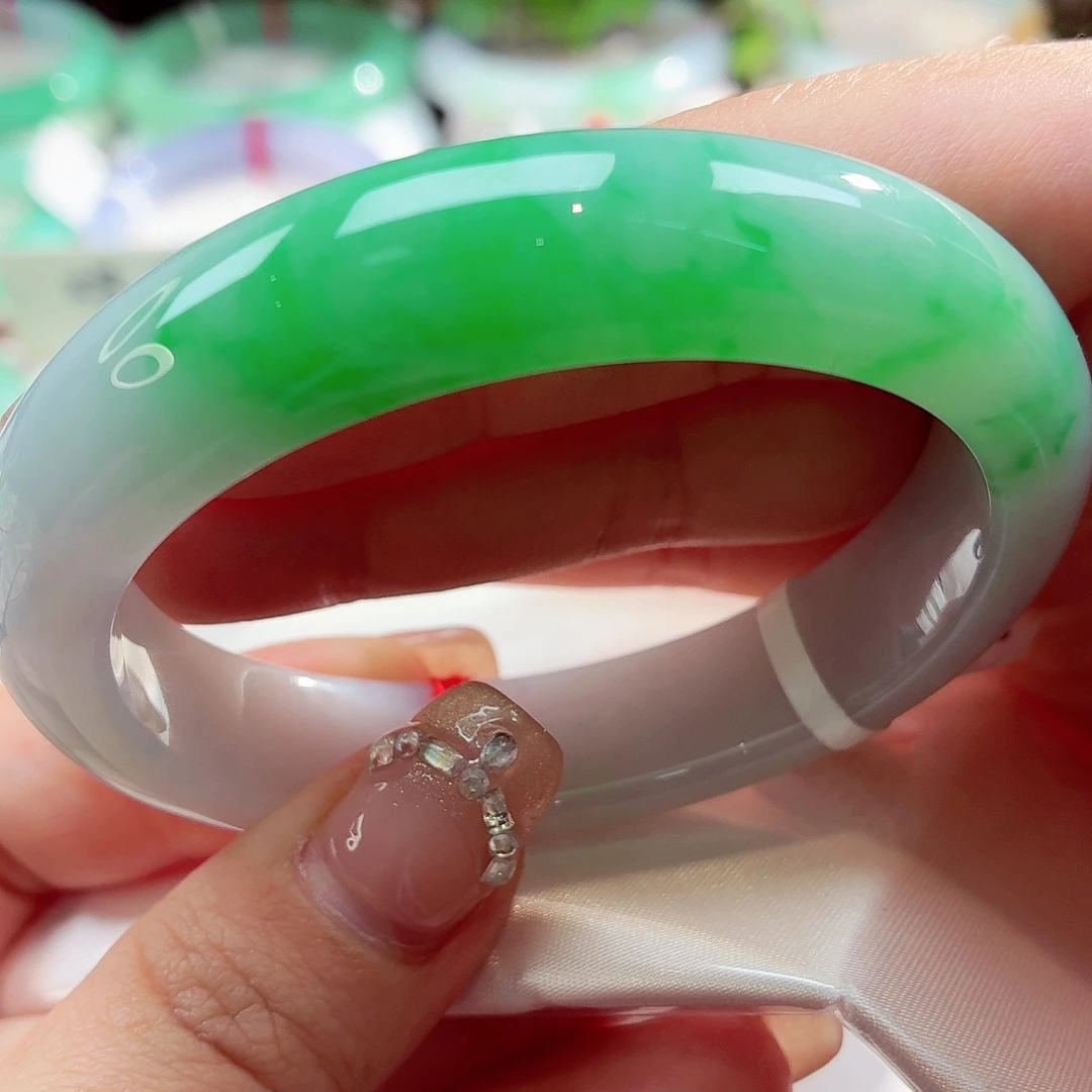 翡翠未镶嵌手镯55贵妃53正88-58