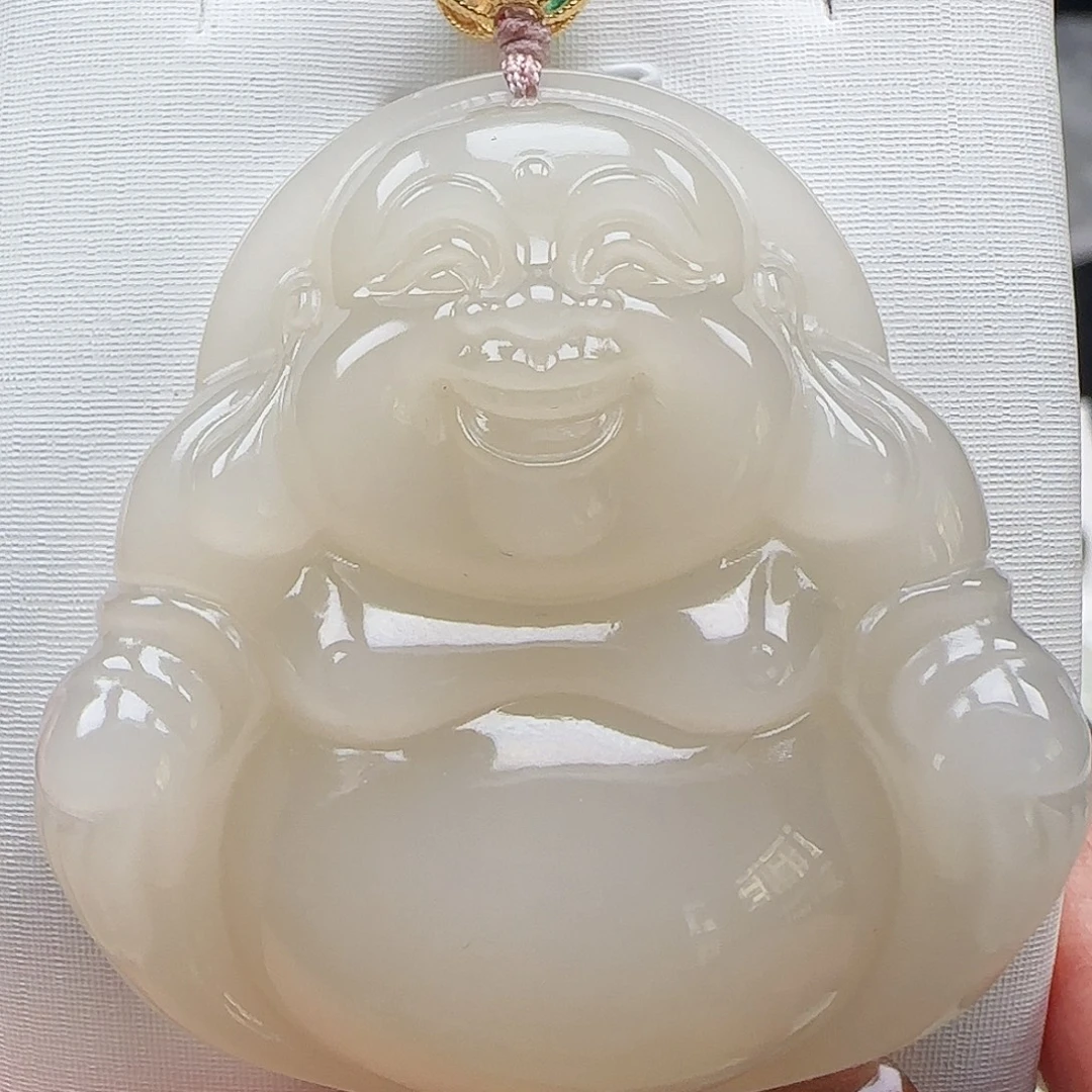 和田玉18K金镶嵌吊坠(赠链)