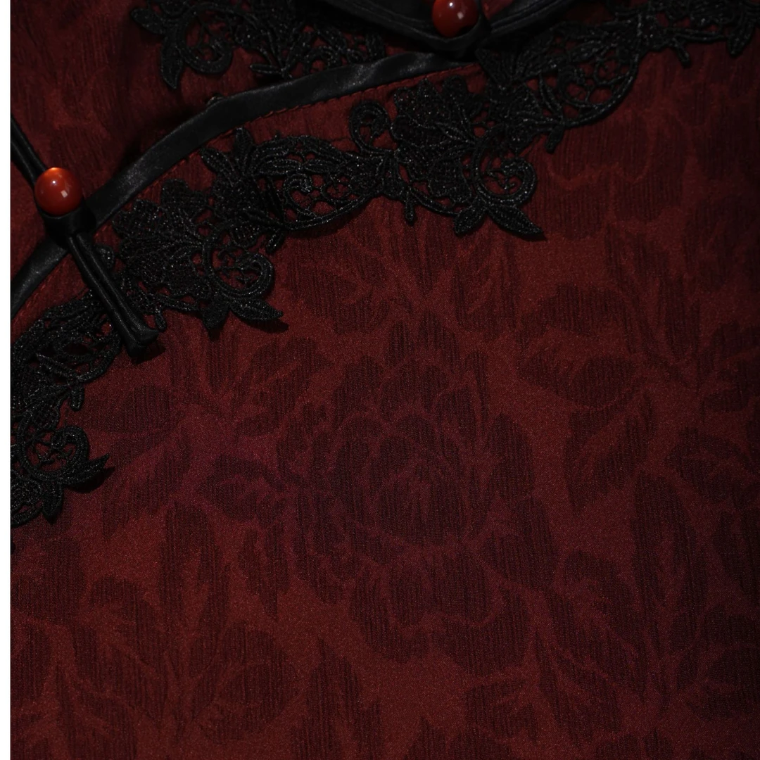 立领时尚斜襟长旗袍旗袍民族风短袖中式复古港风长袖新中式