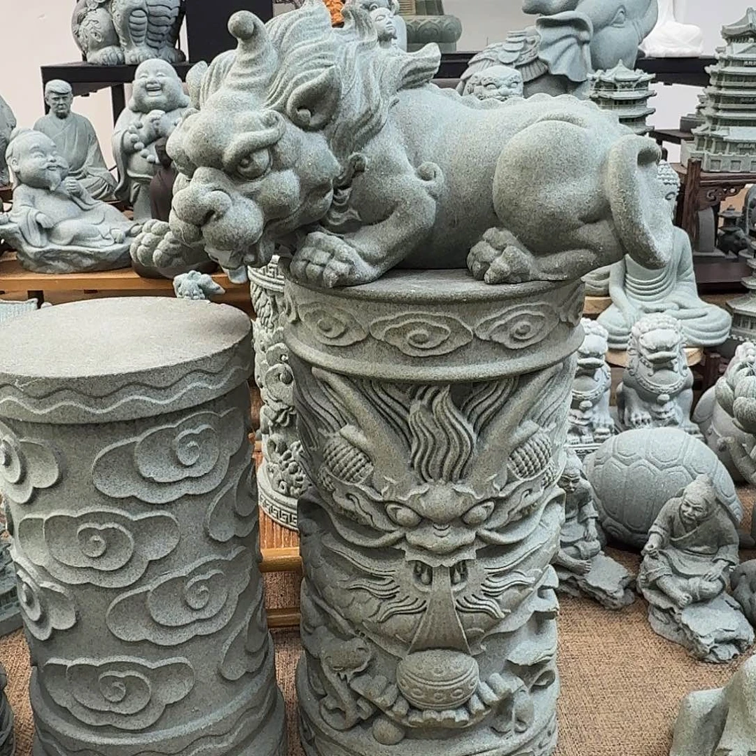 石材青砂石龙柱22两个