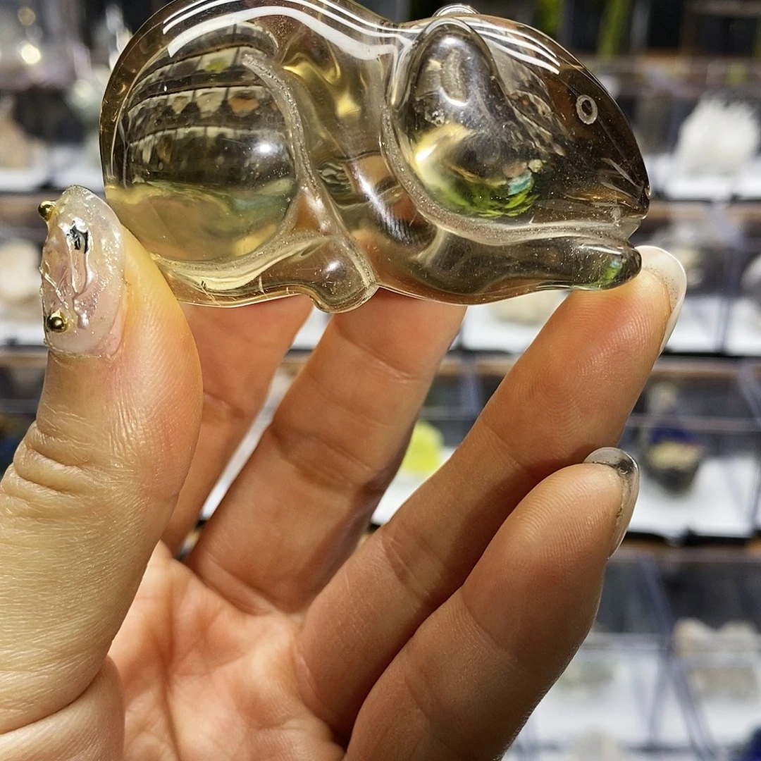 亚克力茶晶鼠来宝手把件