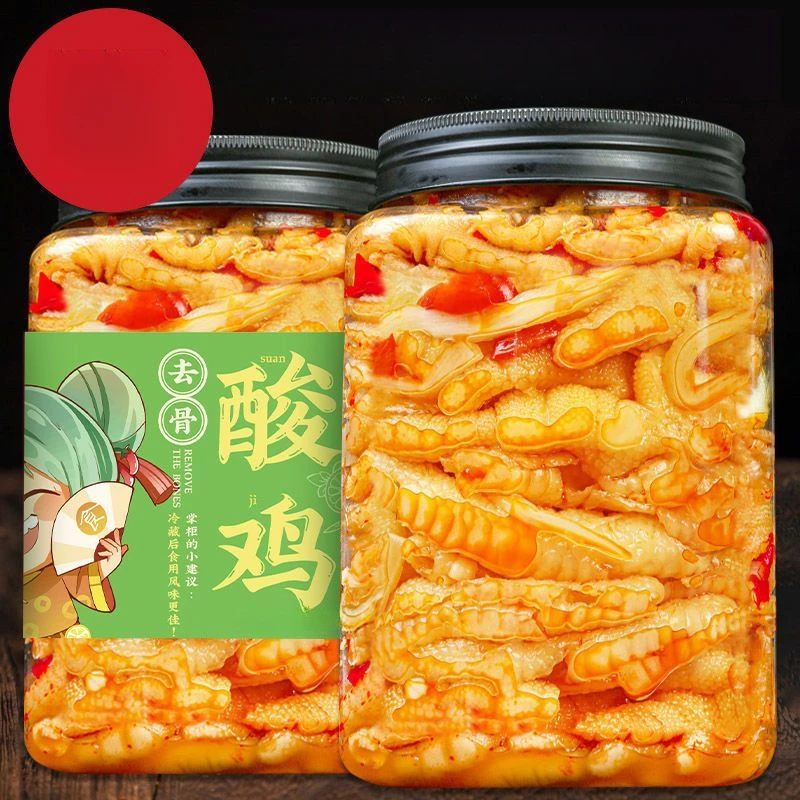 酸掌柜无骨鸡爪罐装酸辣泡椒去骨凤爪桶装网红零食麻辣柠檬鸡爪子
