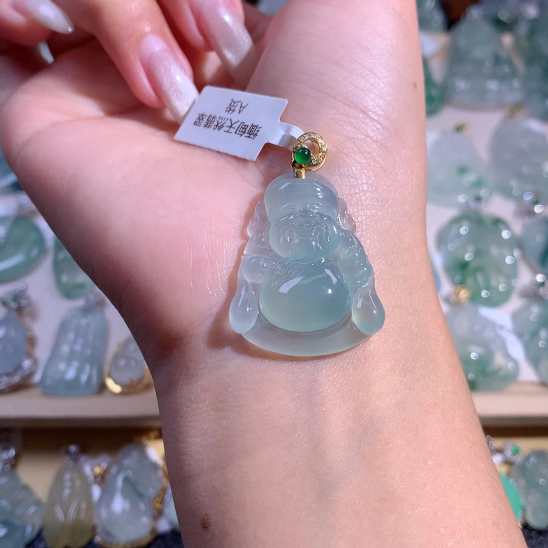 翡翠吊坠(不含链)18K金镶嵌