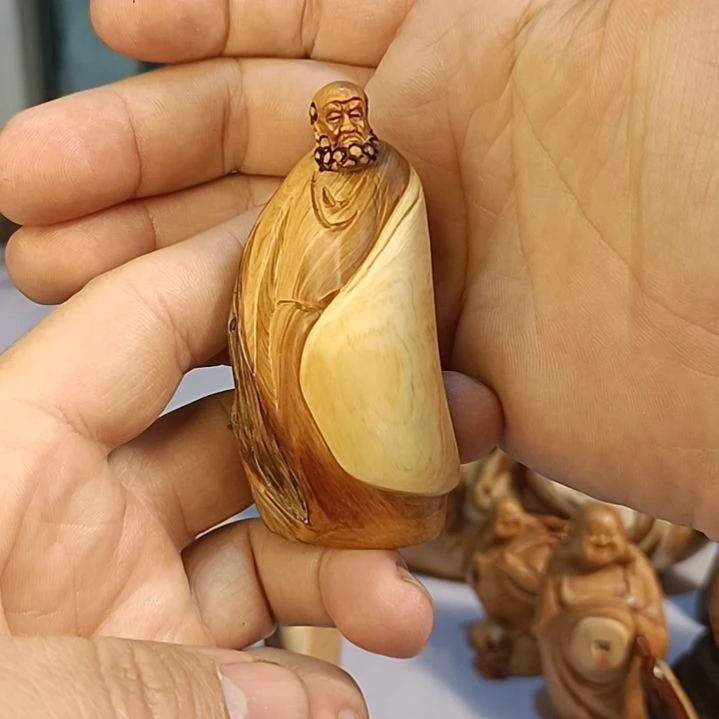 柏木（崖柏）太行崖柏达摩手把件笑