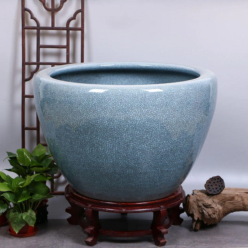 当代 景德镇陶瓷摆件鱼缸流水器喷泉家用鱼缸大号客厅庭院鱼缸