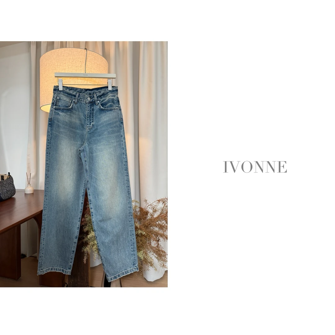 IVONNE｜进口土耳其棉 2025秋季新品 洗水做旧休闲百搭牛仔裤