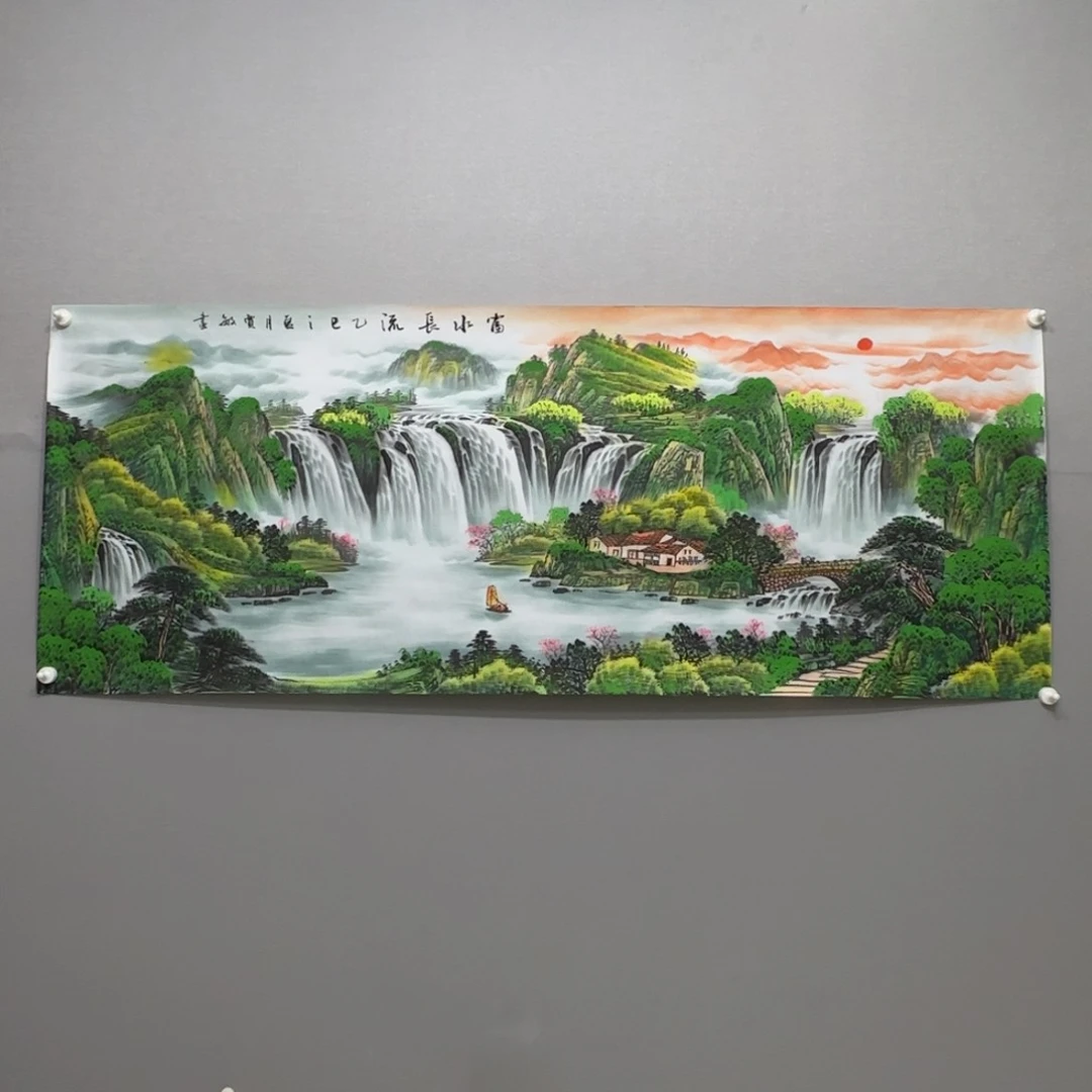 国画横幅六尺精品山水贾敏