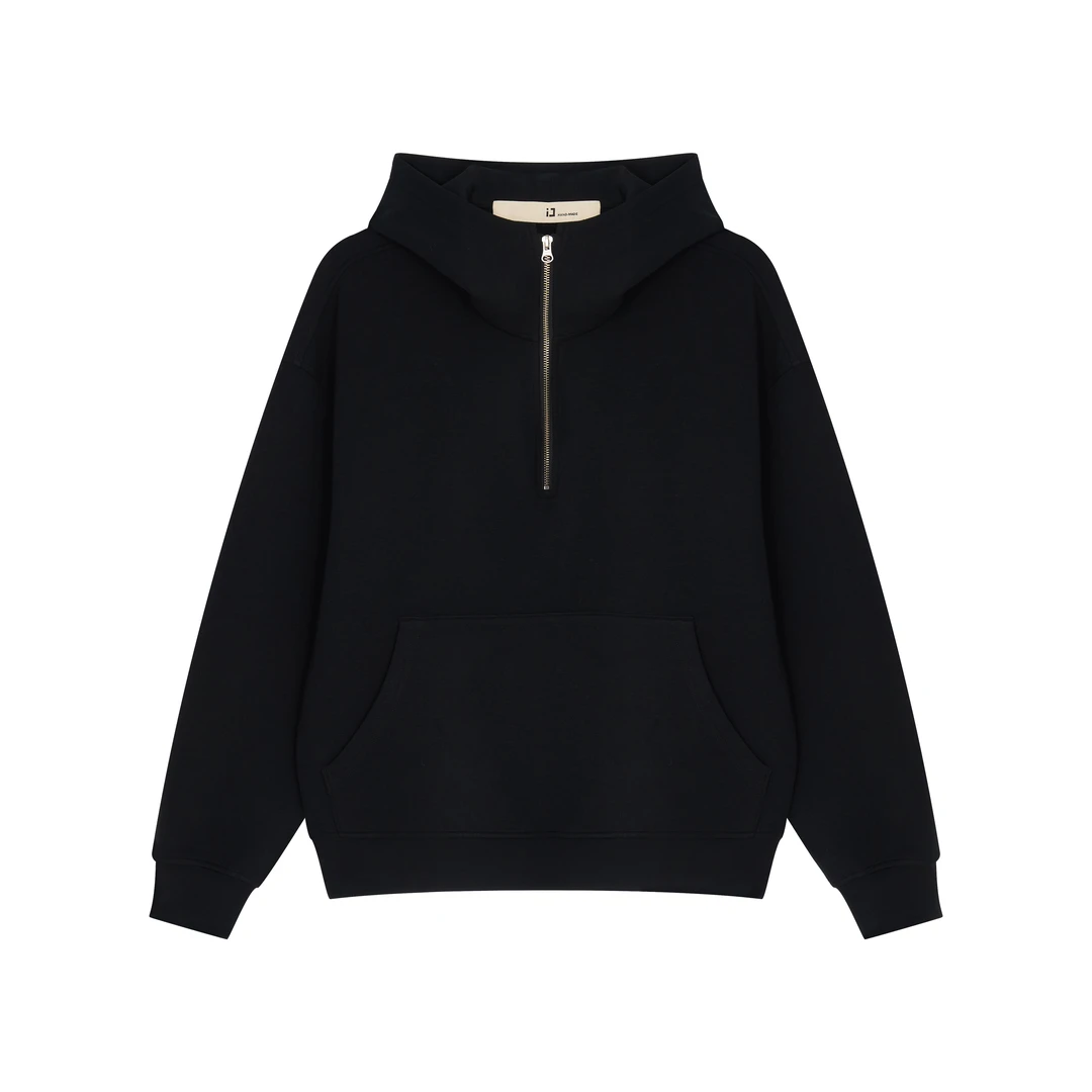 iJ秋冬卫衣立领套头纯色半拉链卫衣外套 慵懒 极简 OS阔系卫衣