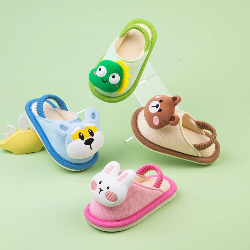 小鹿米利春秋儿童拖鞋秋款带后绑带居家拖鞋卡通包头男女宝室内拖