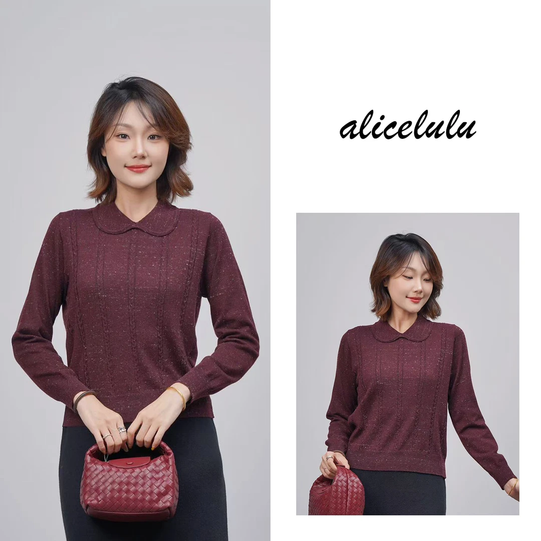 [alicelulu]法式娃娃领套头针织衫复古优雅S1035361K